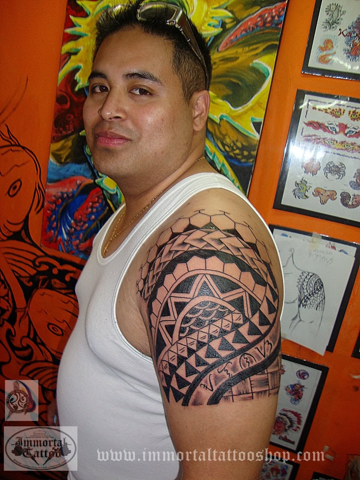 Man Left Shoulder Alibata Tattoo