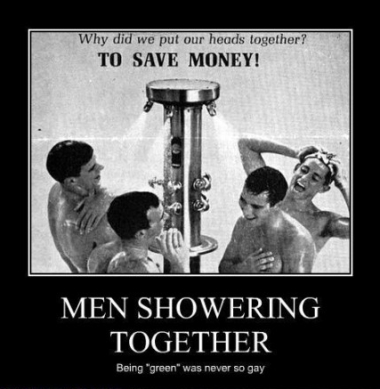 Men Showering Together Funny Image