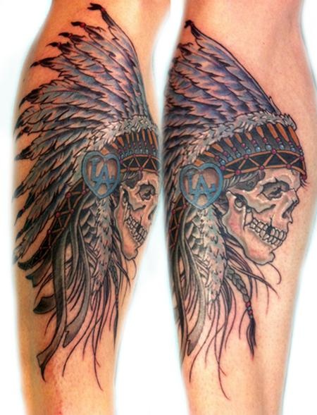 Native American Skull Tattoo Design For Forearm