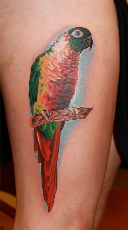 Parrot Tattoo Design For Side Thigh
