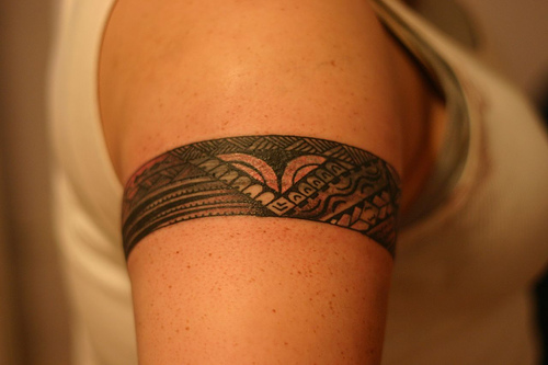 Polynesian Armband Tattoo On Half Sleeve