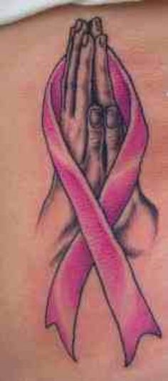 Praying Hands And Cancer Ribbon Tattoo For Guys