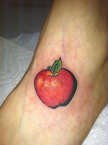 Red Apple Tattoo Design For Foot