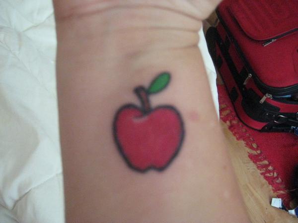 Red Apple Tattoo Design For Wrist