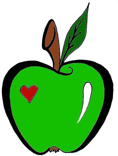 Red Heart In Green Apple Tattoo Design