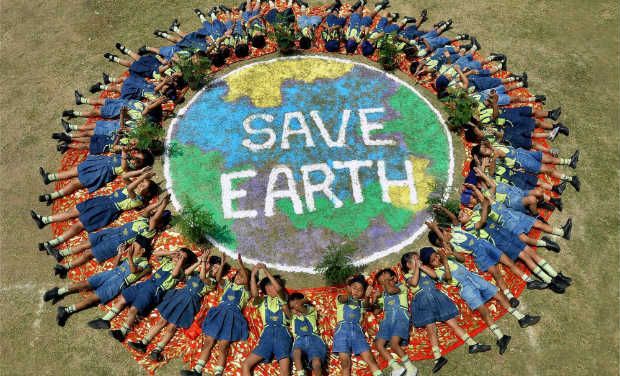 Save Earth Children Celebrating Earth Day