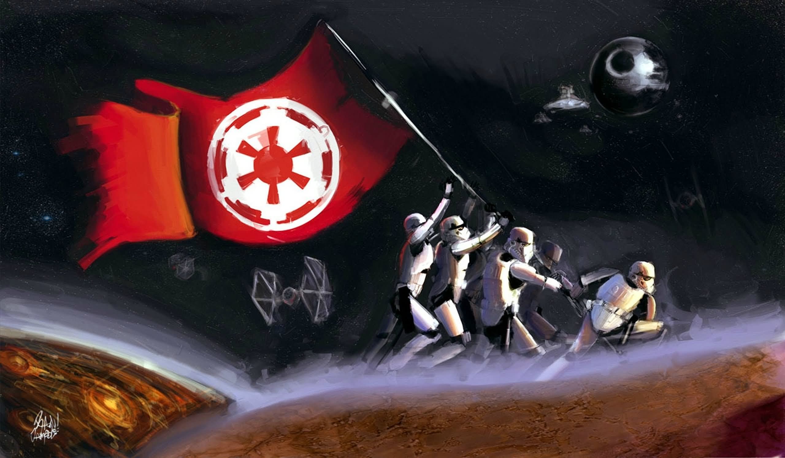 Star Wars Flag On Planet Funny Image