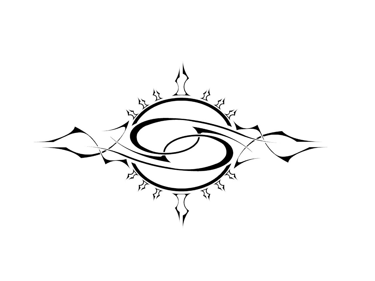 Sun And Tribal Cancer Zodiac Tattoo Design