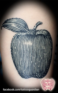 Unique Black Apple Tattoo Design