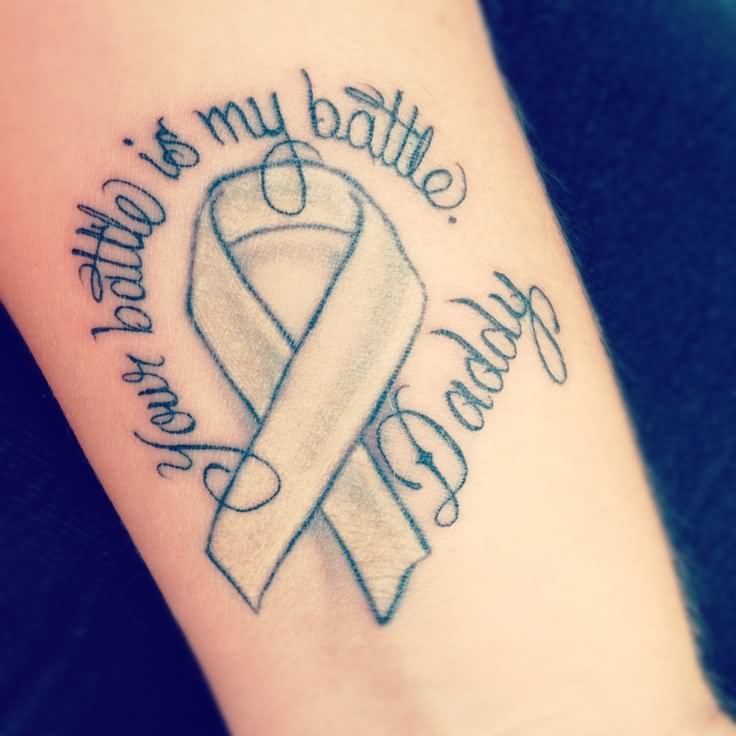 Your Battle Is My Battle Cancer Tattoo On Bicep