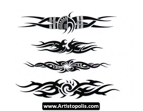 Amazing Four Tribal Wristband Tattoo Design
