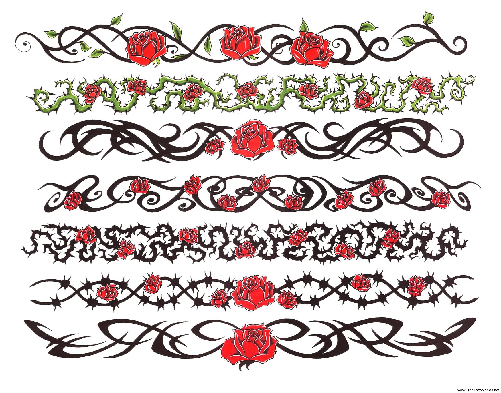 Amazing Roses Wristband Tattoo Design