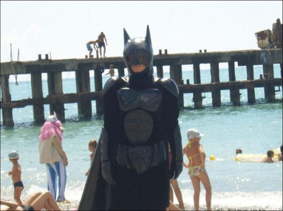 Batman On Beach Funny Image