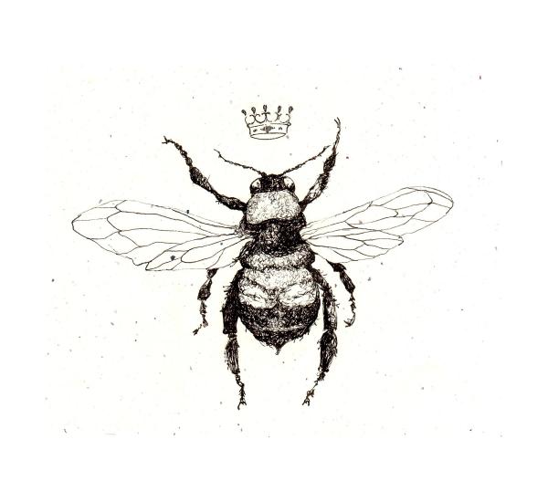 Bee With Crown Tattoo Design