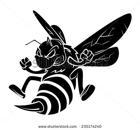 Black Angry Bee Tattoo Stencil