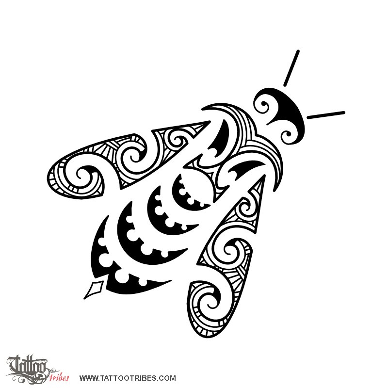 Black Maori Bee Tattoo Stencil