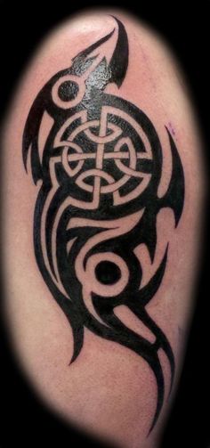 Black Tribal Capricorn Tattoo Design For Men