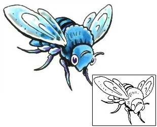 Blue Ink Bee Tattoo Design