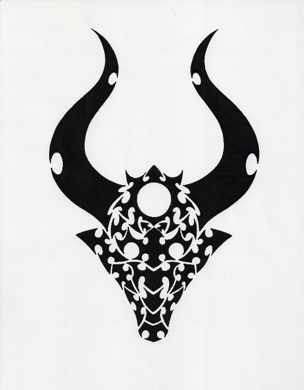 Capricorn Head Sun Sign Tattoo Design