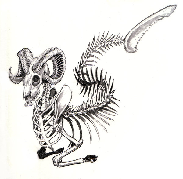 Capricorn Skeleton Tattoo Design