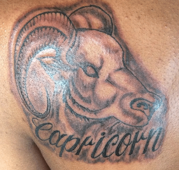 Capricorn Zodiac Tattoo On Back Shoulder