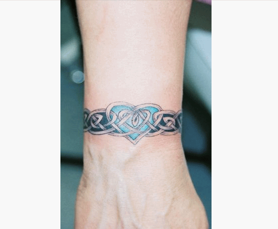 Celtic Heart Wristband Tattoo On Wrist