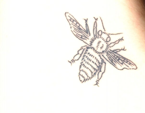 Classic Black Bee Tattoo Design