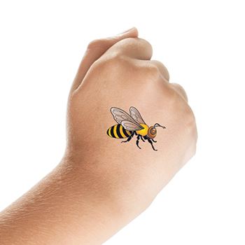 Colorful Bee Tattoo On Hand