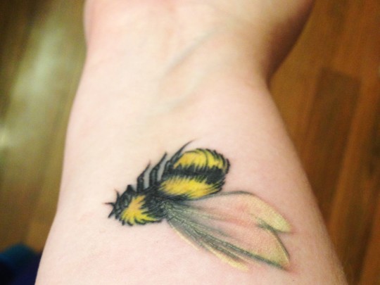 Cute Bee Tattoo Design For Wrist