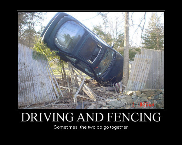 Driving And Fencing Funny Image