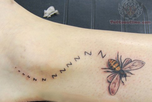 Flying Bee Tattoo Design For Leg