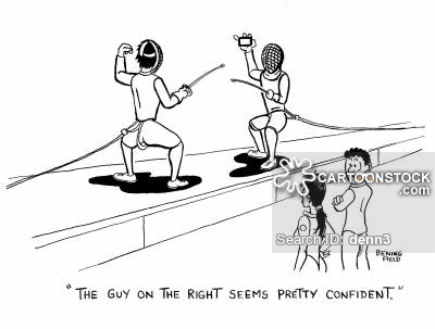 Funny Fencing Lesson Cartoon Image