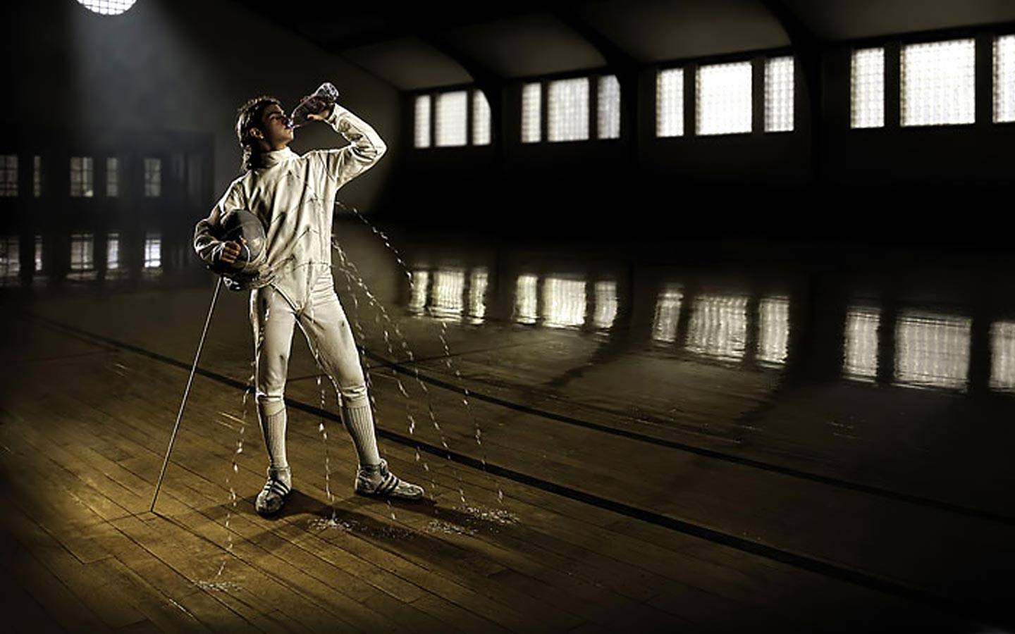 Funny Fencing Man Drinking Picture