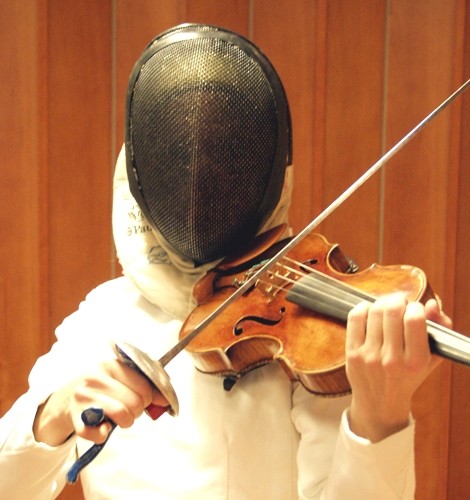 Funny Fencing Violin Man Picture