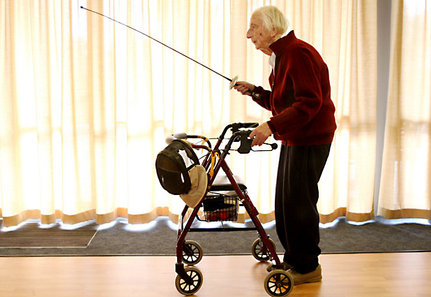Funny Old Man With Sword Fencing Picture
