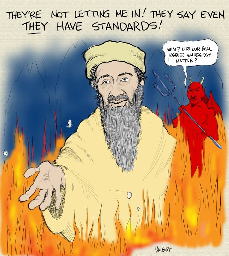 Funny Osama Bin Laden Burning Painting Image