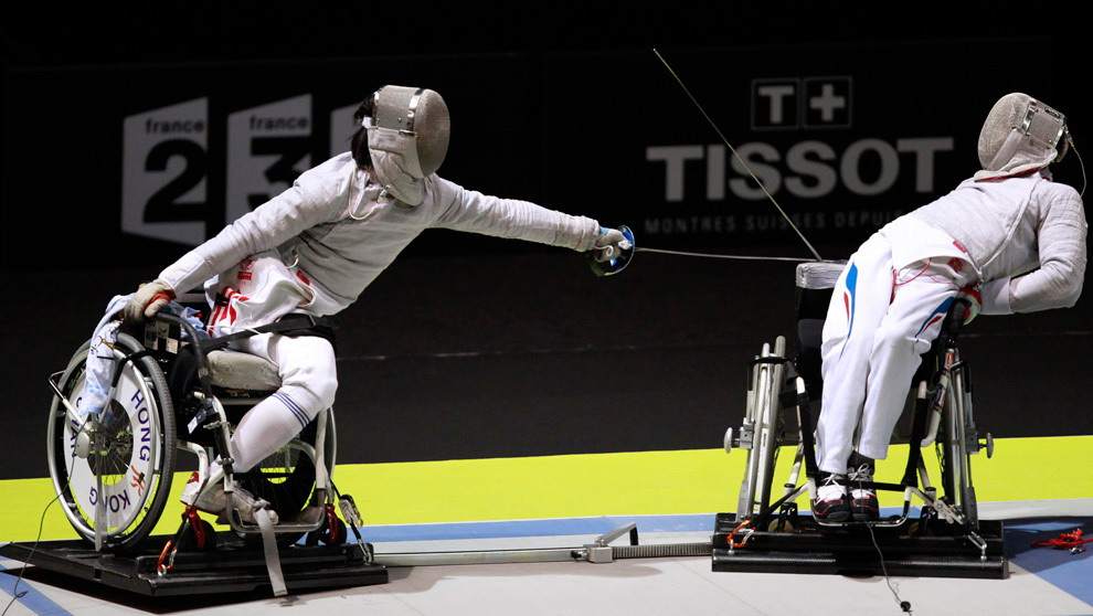 Funny Wheelchair Fencing Image
