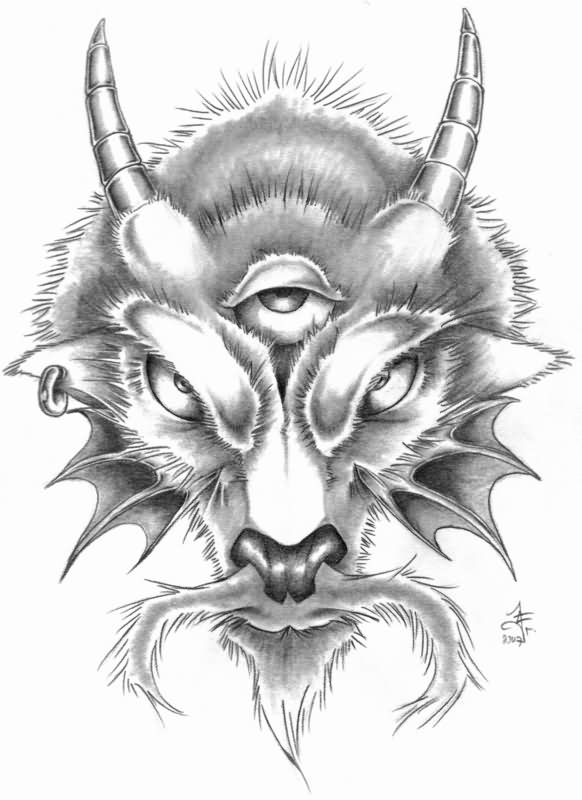 Goat Head Capricorn Tattoo Design