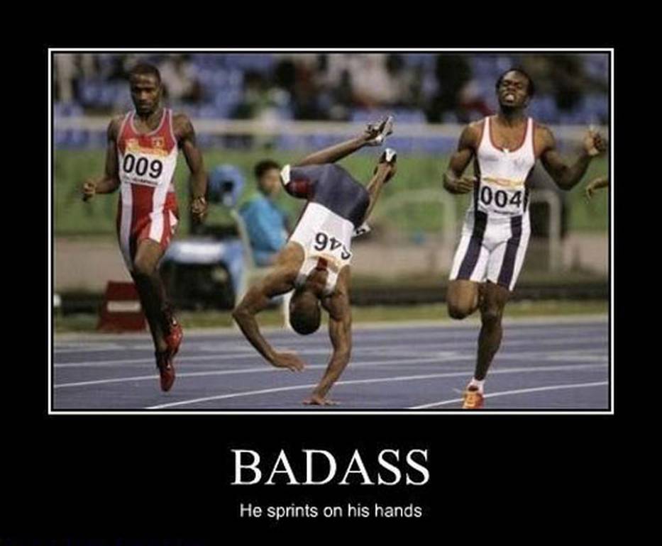 He Sprints On His Hands Funny Inspirational Picture
