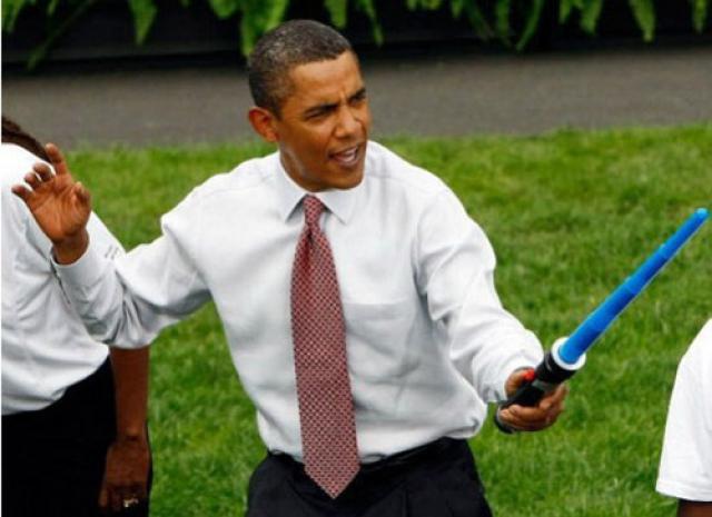 Obama Fencing With Lightsaber Funny Image