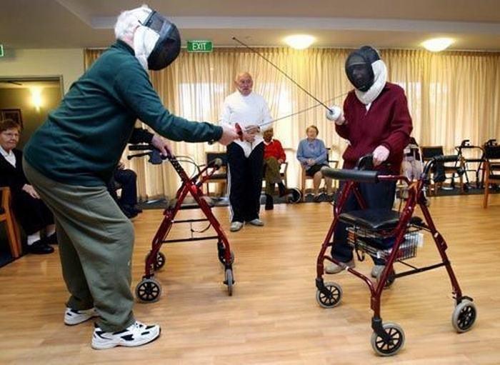Old People Funny Fencing Image