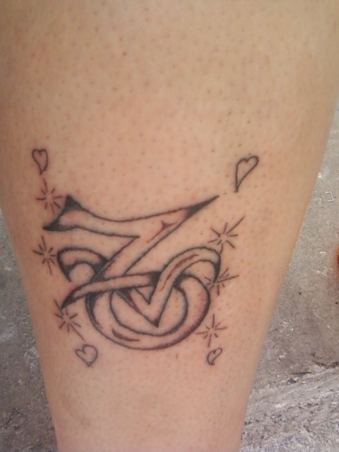 Outline Capricorn Zodiac Sign Tattoo On Leg