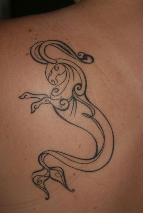 Outline Goat Capricorn Tattoo On Full Back
