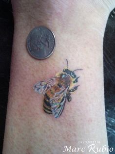 Realistic Bee Tattoo Design For Wrist