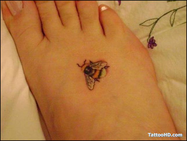 Realistic Bee Tattoo On Foot