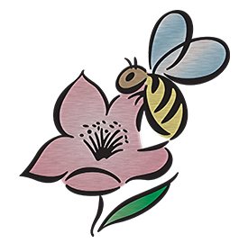 Simple Bee And Flower Tattoo Design