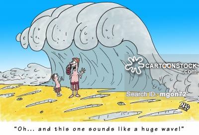 Tidal Wave Funny Beach Cartoon Picture