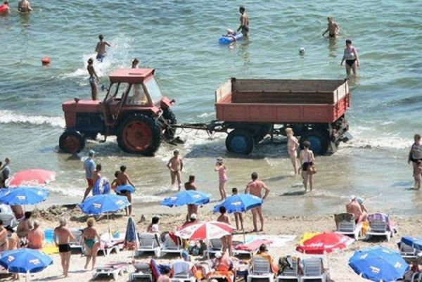 Tractor On Beach Funny Picture