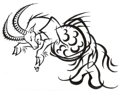Tribal Capricorn Zodiac Tattoos Design