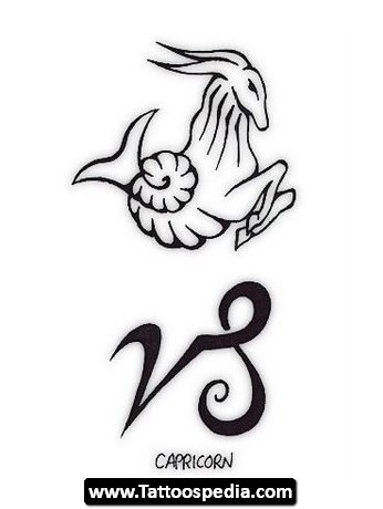 Zodiac Symbols Girly Capricorn Tattoo Design